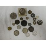 A Victorian 1900 silver half crown, 1922 half crown and various other coins,