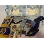 A selection of various Masonic aprons including Middlesex and others,