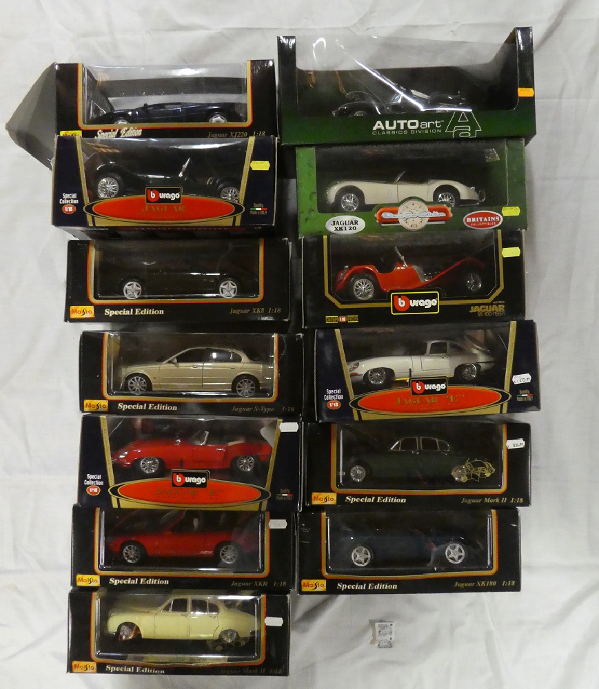 Fourteen mint & boxed die-cast vehicles of Jaguars, mainly 1:18 scale by Maisto,