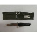 A Post War Paratroopers rigging line knife in canvas sheath