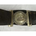A rare Penzance Borough Police leather uniform belt with nickel two part buckle detailing "St John