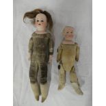 Two old porcelain headed dolls,