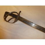 A mid-19th Century Cavalry troopers sword with single edged blade and steel three bar hilt with