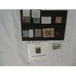 A small selection of various early stamps including USA with cork cancel, early Austrian stamp,