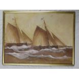 Artist Unknown - watercolours Racing yachts at sea, indistinctly signed,