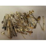 A selection of 19th Century and later silver teaspoons, condiment spoons,