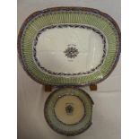 A 19th Century pottery Cornish mining related oval meat platter with inset gravy well and central