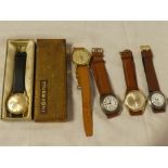Five various gentleman's vintage wristwatches including Ingersoll in original box, Tudor, Avia,