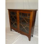 A late Victorian/Edwardian mahogany bookcase with adjustable shelves enclosed by two astragal