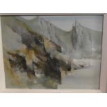 Michael J Praed - oil on board "Below Carn Gloose, Cornish Cliffs", signed,