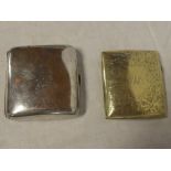 A silver square concave cigarette case with engraved initials,