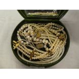 A selection of pearl necklaces, decorative bracelet,