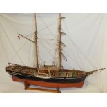 A large wooden scale-built model of a two masted sailing ship "Lady of Avenel" with deck detail,