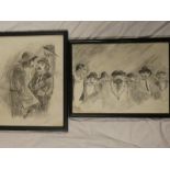 O'Leary - pencil Two studies of male characters, signed,