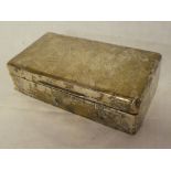 A George V silver rectangular cigarette box with hinged lid, London marks 1934,