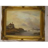 Artist Unknown - oil on board Dutch winter scene, indistinctly signed,