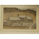 A coloured etching "Farm Buildings in West Cornwall", limited edition No.