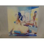 Peter Wright - oil on canvas Study of a nude female "Reflections", monogramed, inscribed to verso,