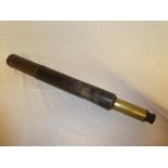 A 19th Century brass single-draw telescope with leather clad body,