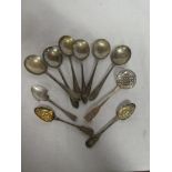A George IV silver fiddle pattern sifting ladle, London marks,