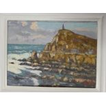 Bob Vigg - oil on board A view of Cape Cornwall, signed,