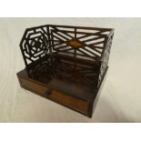 A Victorian mahogany desk stand with a single drawer in the frieze below pierced gallery,