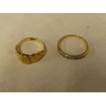 Two various 18ct gold dress rings set diamond chips (minus stones)