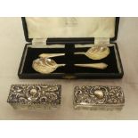 A pair of silver fruit spoons,