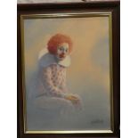 Keith English - oil on canvas Study of a seated clown, signed,