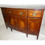 A 19th Century mahogany bow fronted sideboard with three drawers in the frieze and cupboard