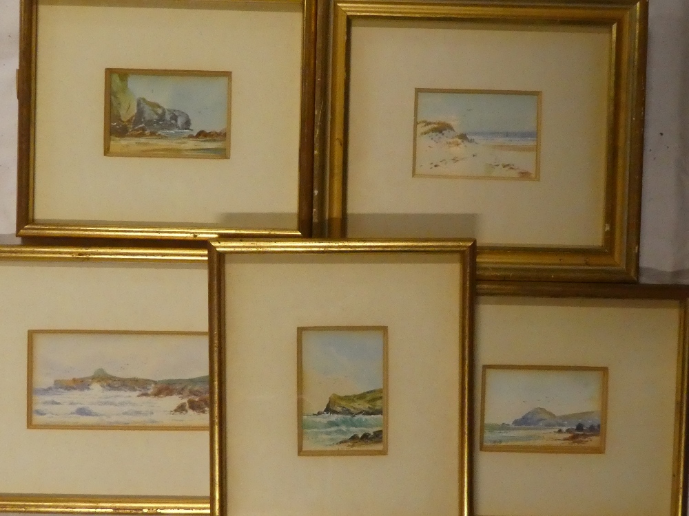 S**P** - watercolours Five miniature Cornish coastal scenes,