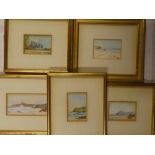 S**P** - watercolours Five miniature Cornish coastal scenes,