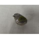 An Edward VII silver miniature pin cushion in the form of a quail,