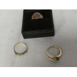 A gold dress ring set diamond and ruby,