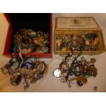 Two boxes containing a large selection of various costume and other jewellery