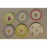 Six various 19th Century and later china circular tea plates with painted floral decoration