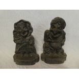 A pair of 19th Century cast iron door stops in the form of Punch & Judy 12" high