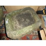 A small Cornish weathered granite rectangular garden trough,