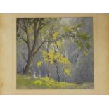 R**L**Howey - pastel Woodland scene with two figures, inscribed to verso,