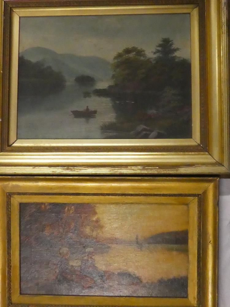 Butterworth - oil on canvas River scene with two figures in the foreground, signed,