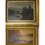 Butterworth - oil on canvas River scene with two figures in the foreground, signed,