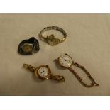 A ladies 9ct gold wristwatch with elasticated strap,