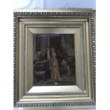 A Victorian crystoleum depicting interior scene with male and female,