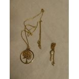 A 9ct gold pendant necklace depicting The Tree of Life with 9ct gold chain and one other 9ct gold