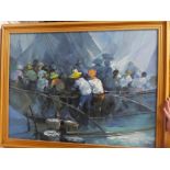 Artist Unknown - oil on canvas Philippines fishing scene, indistinctly signed,