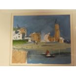 Simon Pooley - oil on board "Porthleven", signed, labelled to verso,