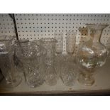 A selection of various good quality cut glass including two tapered jugs, five tumblers,