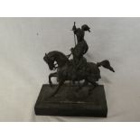 A good quality bronze figure of a Medieval Knight on horseback,