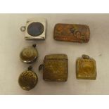 Three various vesta cases including copper vesta case "Copper Country Souvenir" with raised