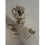 A pair of 19th Century silver fiddle pattern dessert spoons,